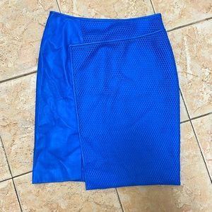 Reed Krakoff Cobalt Perforated Leather Pencil Skirt